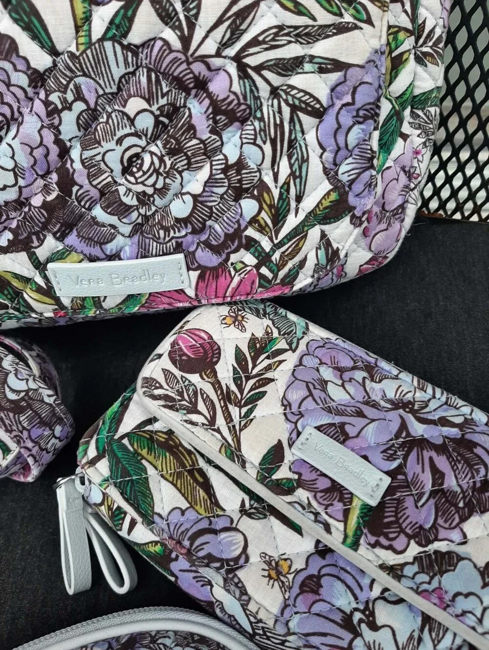 VERA BRADLEY 2019 "Carson" Bag 3 Pc "Lavender Meadow" Set - Picture 2 of 12